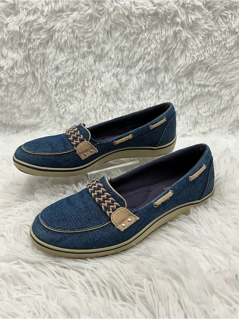 Grasshoppers Windsor Knot Loafers Size 6M Navy Denim Slip-On Ortholite